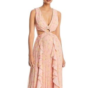 AQUA Floral Print Cutout Gown